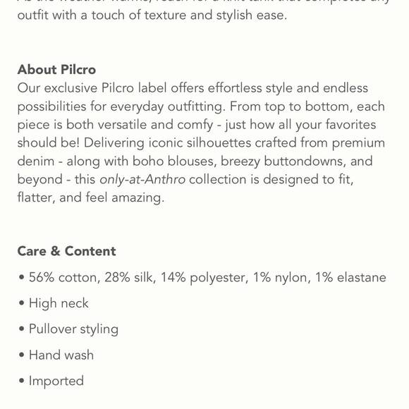 ANTHROPOLOGIE Pilcro Knit High Neck Ribbed Cotton Silk Blend Marled Gray Tank - Picture 9 of 9